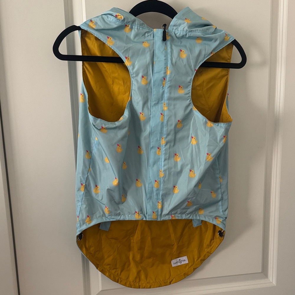 Doggy Blue and Yellow Duck Print Hooded Vest